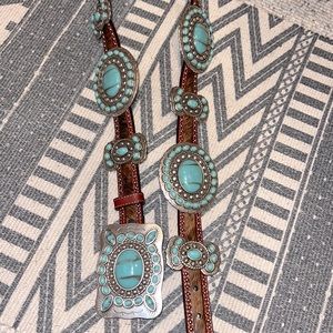 SSM Turquoise & Cowhide Belt